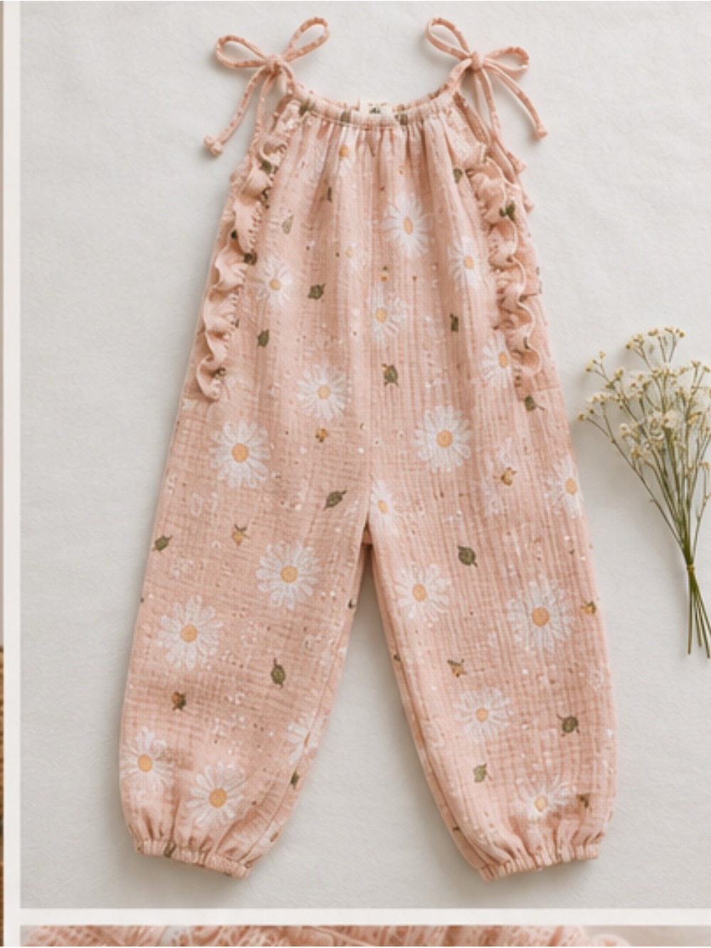Wild Wawa Pink Daisy Gauze Ruffle Romper Girls 3-4Y